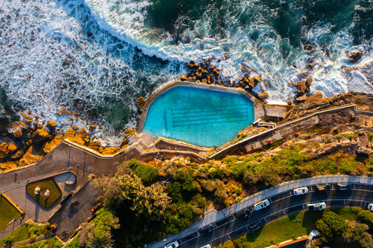 'Bronte Pool Birds Eye' Stretched Canvas Print