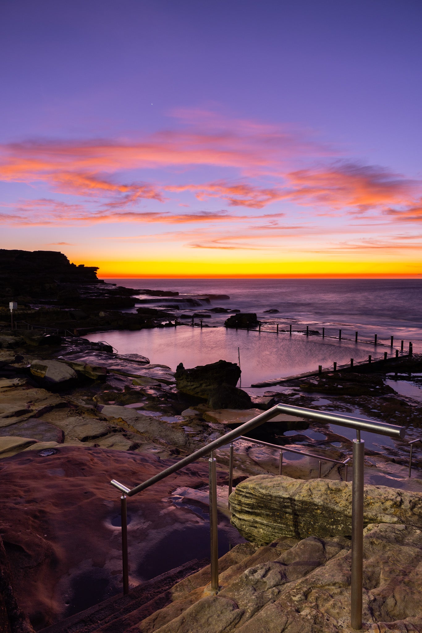 'Mahon Pool Portrait Sunrise' Stretched Canvas Print