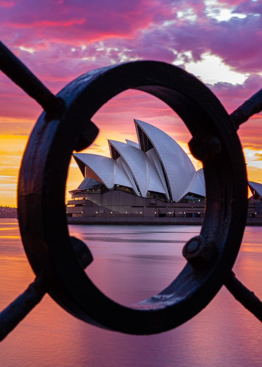 'Opera House Fence' Paper Print