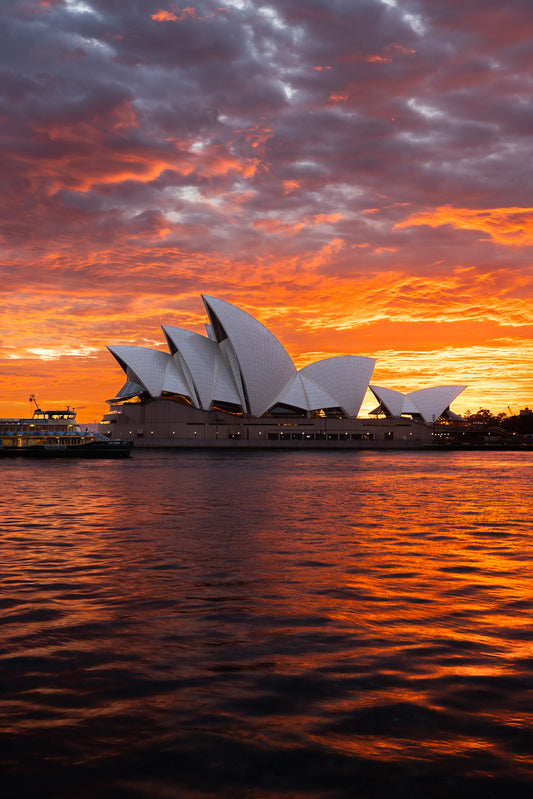 'Opera House Fire Sky' Paper Print