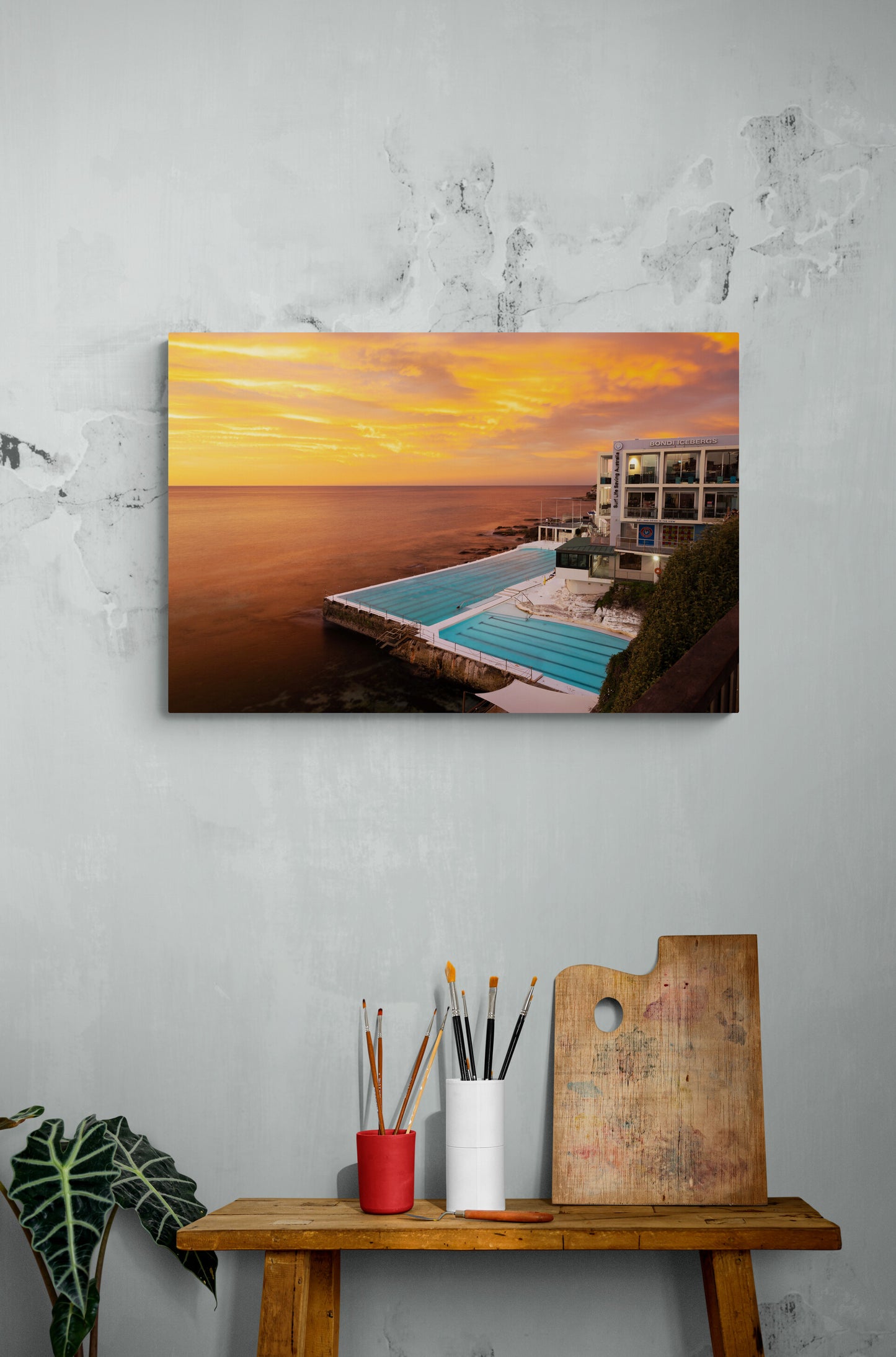 'Bondi Icebergs Vibrant Landscape' Stretched Canvas Print