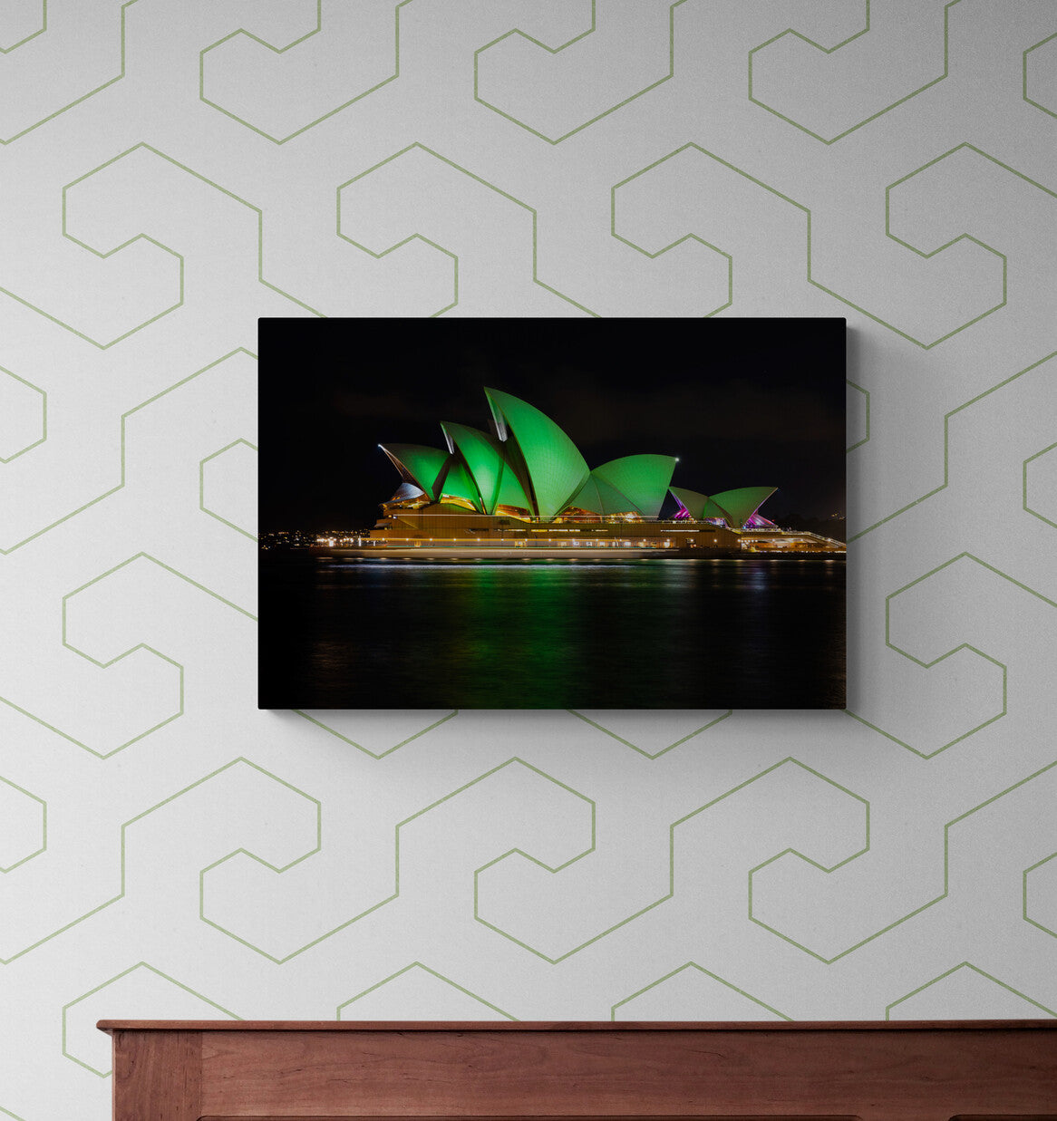 'Opera House Green' Stretched Canvas Print