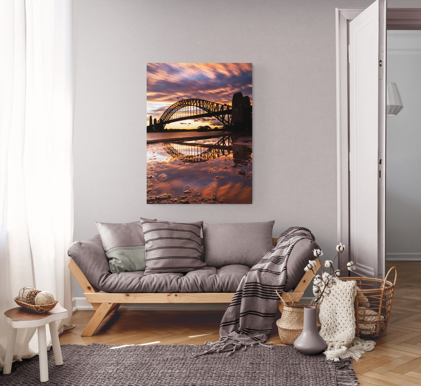 'Bridge Portrait Reflection' Stretched Canvas Print